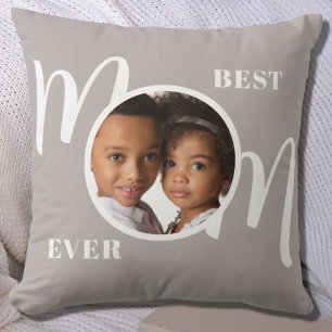 Coussin Meilleure maman jamais photo gris