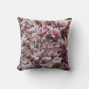 Coussin Meilleure maman jamais rose Fleurs de Magnolia Flo