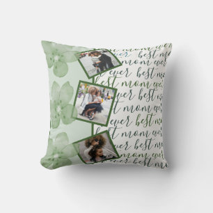 Coussin Meilleure maman jamais Sage Green Floral Photo Col