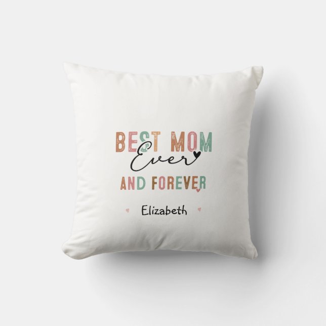 Coussin Meilleure Maman Jamais  Script Rétro Maman Groovy  (Recto)