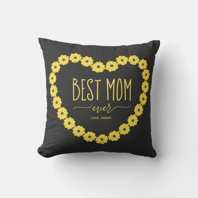 Coussin Meilleure maman jamais Sunflower Coeur Nom personn (Recto)