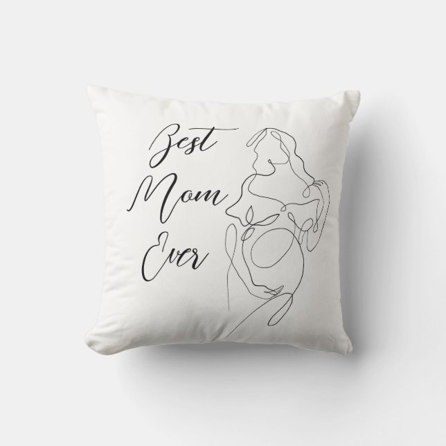 Coussin Meilleure maman jamais tendance une ligne Grossess (Recto)