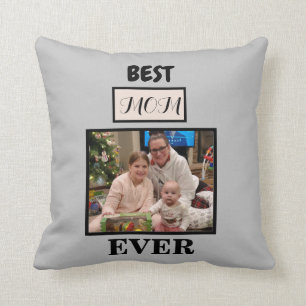 Coussin Meilleure maman Jour Beige et Gris Photo Jeu d'ore