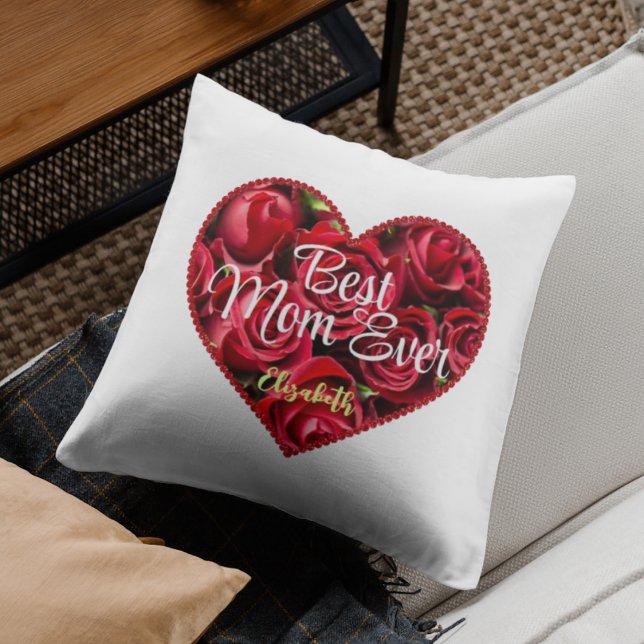 Coussin Meilleure maman Jour Classy Red Roses Coeur Fête d (Créateur téléchargé)