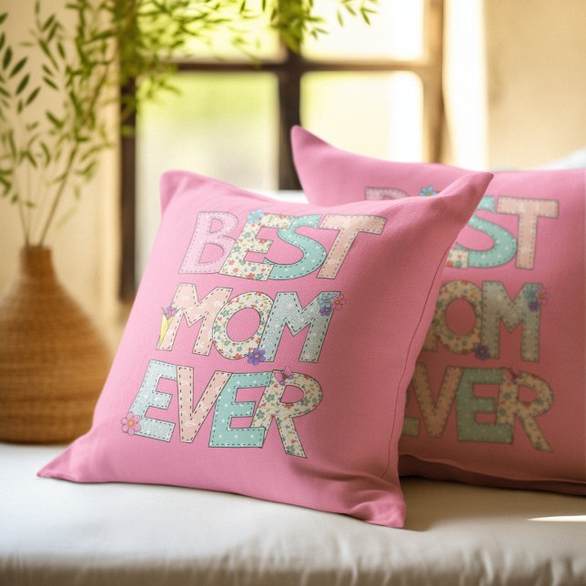 Coussin Meilleure Maman Jour des mères roses (Créateur téléchargé)