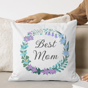 Coussin Meilleure maman mère Floral Bluebells Verdure Wrea
