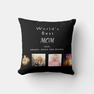 Coussin Meilleure maman personnalisée photo de famille col