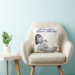 Coussin Meilleure maman photo grise