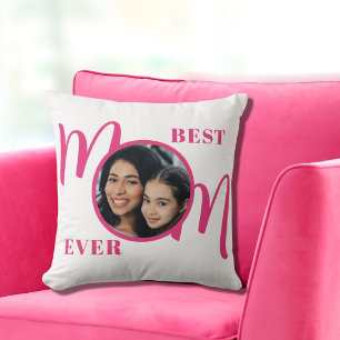 Coussin Meilleure Maman Photo Rose