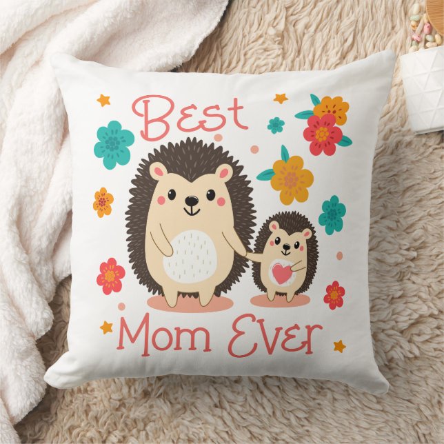 Coussin Meilleure Maman Qui Soit Maman Hérisson et Bébé (Couverture)