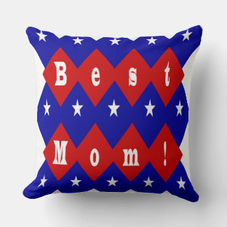 Coussin Meilleure maman Rouge, Blanc, Bleu, Forme de diama