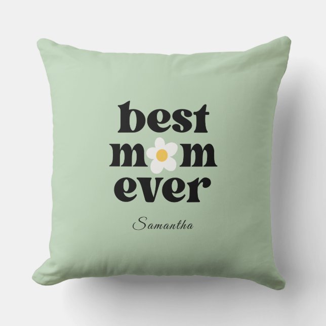 Coussin Meilleure Maman Sage Vert Fête des Mères (Recto)