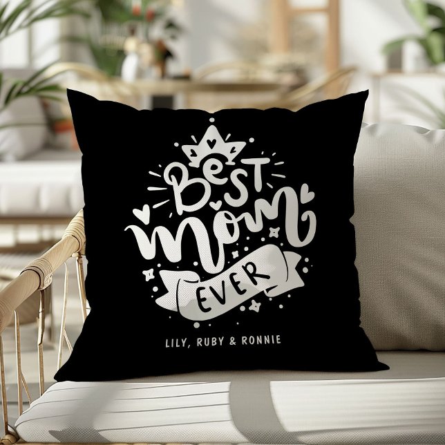 Coussin Meilleure Maman Typographie Fête des Mères (Créateur téléchargé)