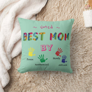 Coussin Meilleure Maman Votée Imprimer à la main sur Green