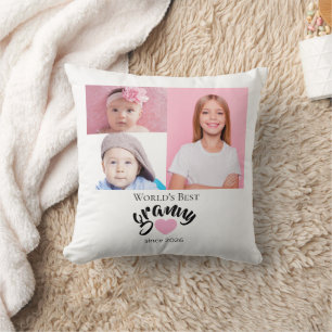 Coussin Meilleure Mémé du Monde depuis l'année 3 Photo Mig