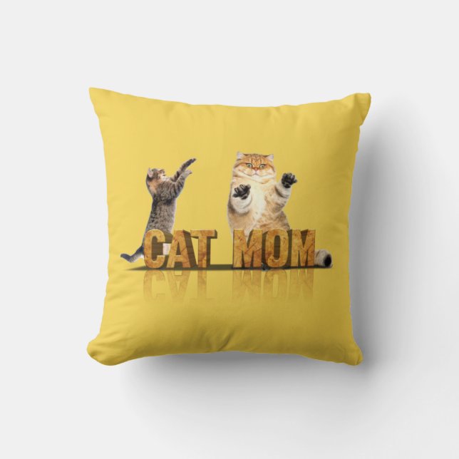 Coussin Meilleure mère de chat | cadeau maman chat (Recto)