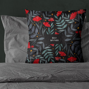 Coussin Meilleure Mère Fleur Rouge Jardin Magique Fête des