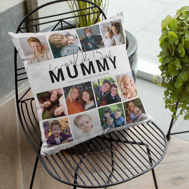 Coussin Meilleure Momie du Monde | Collage de Photos (Créateur téléchargé)