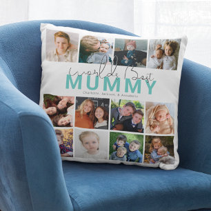 Coussin Meilleure Momie du Monde Collage de Photos