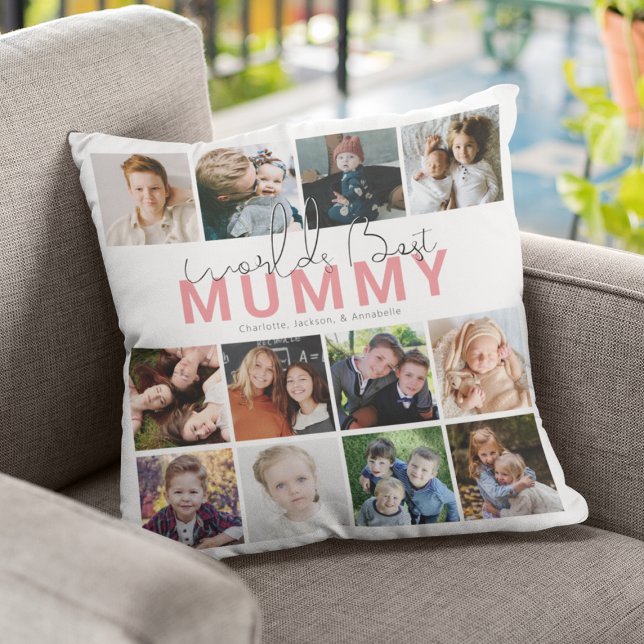 Coussin Meilleure Mummy du Monde | Collage Photo (Créateur téléchargé)