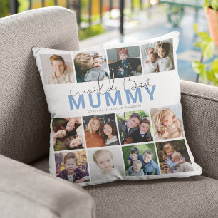 Coussin Meilleure Mummy du Monde Collage Photo