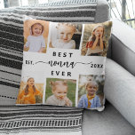 Coussin Meilleure Nonna jamais - Collage photo pour petits<br><div class="desc">Célébrez la "Meilleure Vierge jamais" avec cet oreiller personnalisé Collage photo pour petits-enfants. Ce cadeau chaleureux est accompagné d'un collage magnifiquement arrangé de photos chères capturant des moments spéciaux, complété par un message sincère. Conçu en tissu doux et de haute qualité, il offre confort et style à tous les espaces...</div>