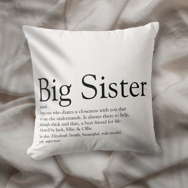 Coussin Meilleure Sister Définition Noir Et Blanc Moderne (Best Ever Sister Definition Black And White Modern Throw Pillow)