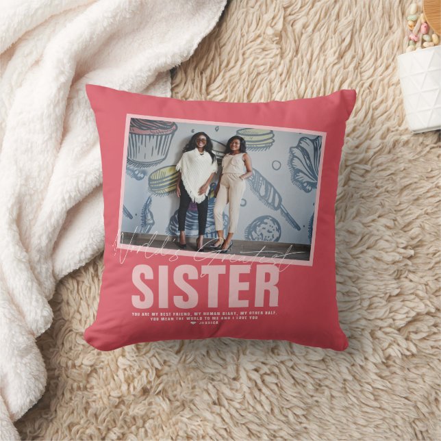 Coussin Meilleure Sœur du Monde | Collage Photo Moderne (Couverture)