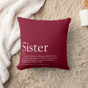 Coussin Meilleure Sœur du Monde Définition Amusante Bourgo