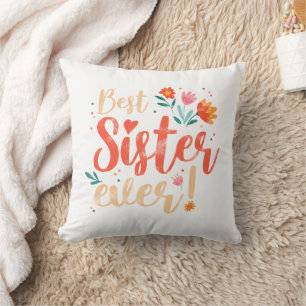 Coussin Meilleure Soeur Jamais Floral Vintage Girls Retro