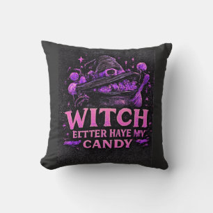 Coussin Meilleure Sorcière Aie Mon Candy Rose Halloween 