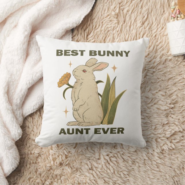 Coussin Meilleure Tante Lapin Ever Mignonne Kawaii Fête de (Couverture)