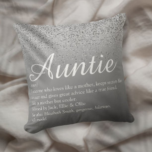 Coussin Meilleure Tante Tante Définition Paillettes Argent
