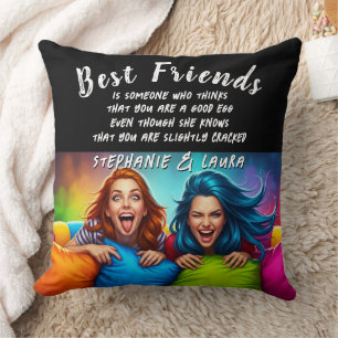 Coussin Meilleures Amies Cheveux Colorés Avec Citation Drô