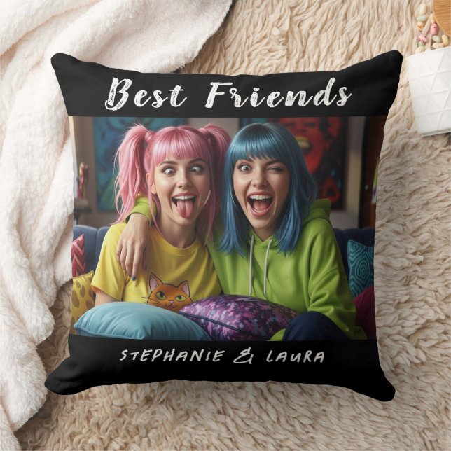 Coussin Meilleures amies cheveux colorés drôles (Couverture)