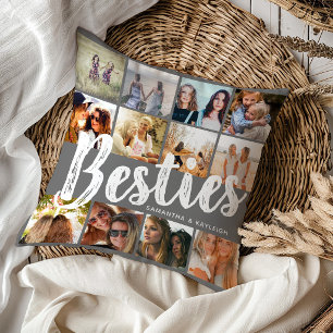 Coussin MEILLEURES AMIES, Collage de photos & Noms BFF