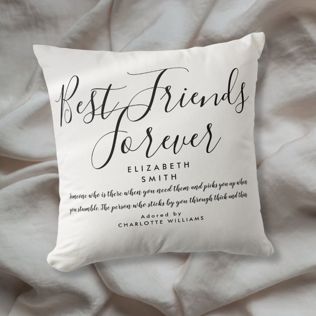 Coussin Meilleures Amies Pour Toujours Citation De Style M (Best Friends Forever Modern Elegant Script Quote Throw Pillow)