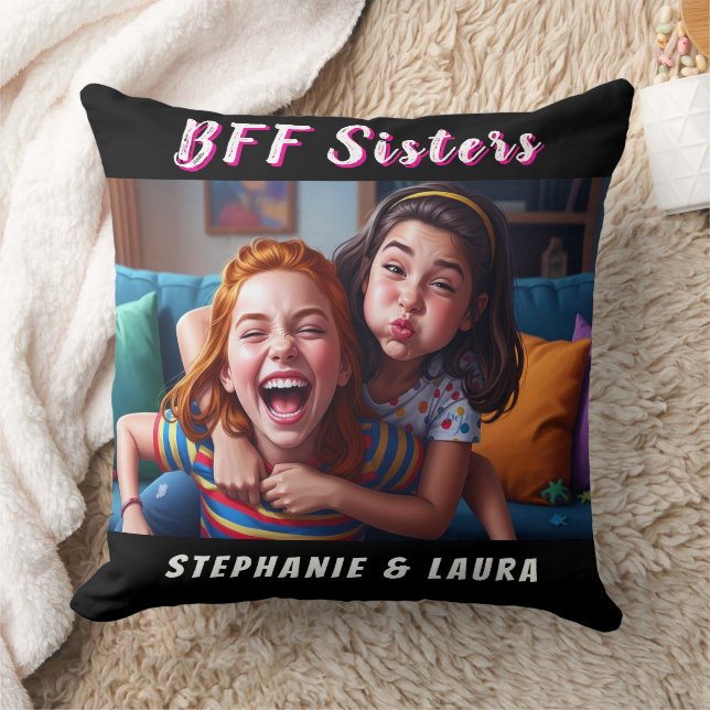 Coussin Meilleures Amies Pour Toujours Sœurs Drôle  (Couverture)