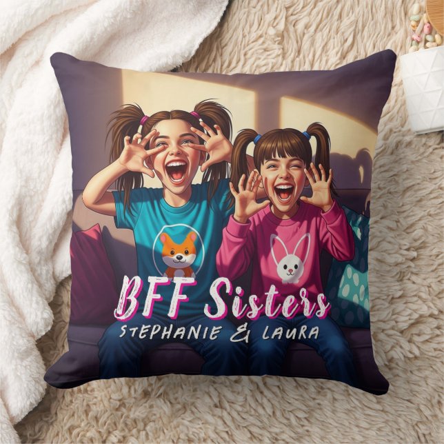 Coussin Meilleures amies sœurs drôle  (Couverture)