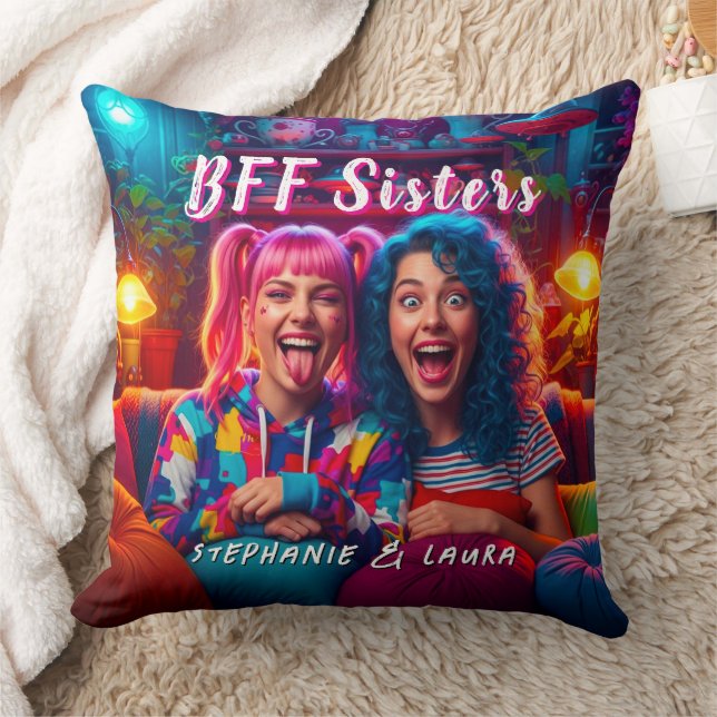 Coussin Meilleures Amies Sœurs Drôle BFF (Couverture)