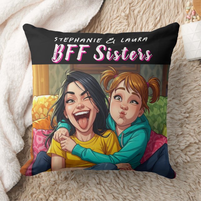 Coussin Meilleures amies sœurs drôles  (Couverture)