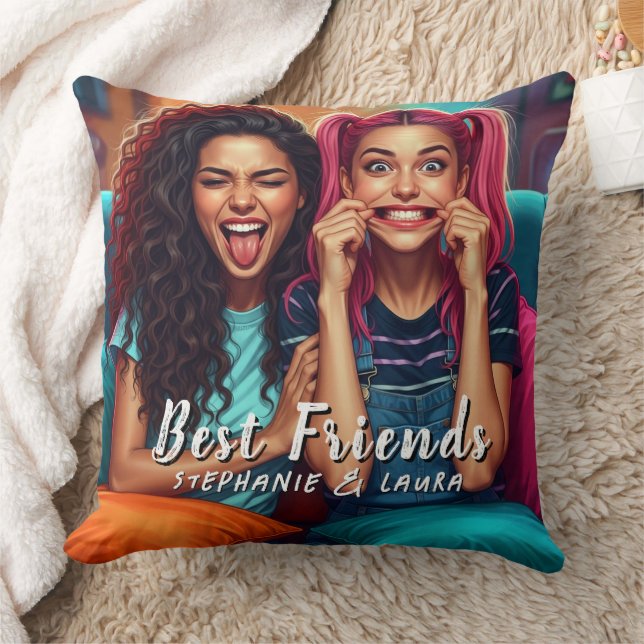 Coussin Meilleures Amies Visages Drôles  (Couverture)