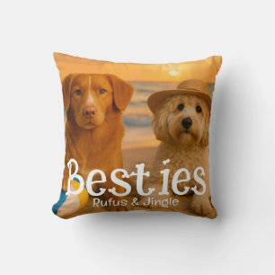 Coussin Meilleures copines BFF Nom personnalisé Photo Os