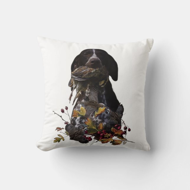 Coussin Meilleures heures de la journée à la chasse, GSP (Recto)
