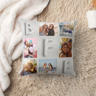 Coussin Meilleurs amis argent photo collage bff besties