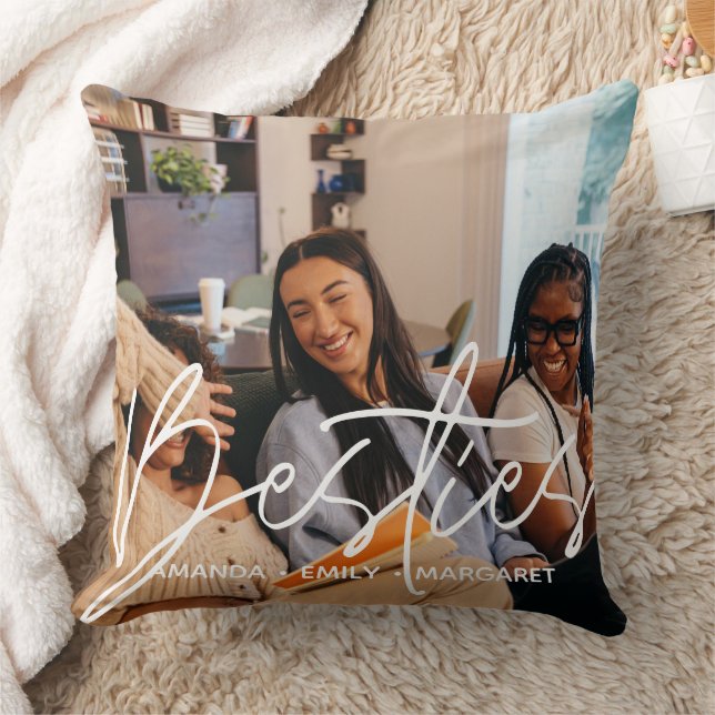 Coussin Meilleurs amis Besties Script de superposition de  (Couverture)