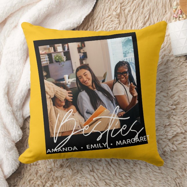 Coussin Meilleurs amis Besties Texte Overlay Script Chic D (Couverture)