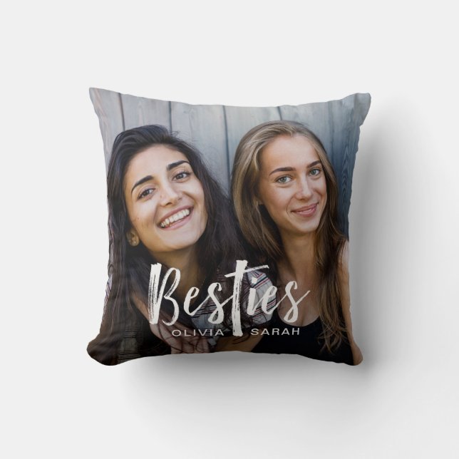 Coussin Meilleurs amis de Besties | deux photos et texte (Recto)