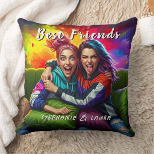 Coussin Meilleurs amis drôle et coloré
