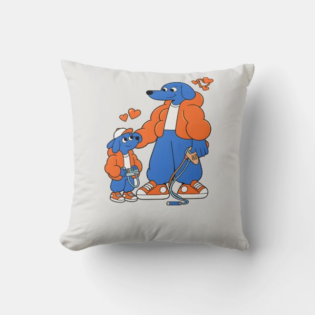 Coussin Meilleurs amis : Duo de Blue Dog père et fils ( Or (Recto)